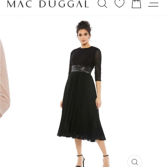 mac duggal black dress sale Mac Duggal Petite Long Sleeve Ruffle Tiered Midi Dress In Black, Size 4 main image 0